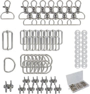 Kit di attrezzi per serraggio a manovella con chiusura a D, maniglia a scorrimento, regolatore di cinghia - 69 pezzi, catena in acciaio inox.