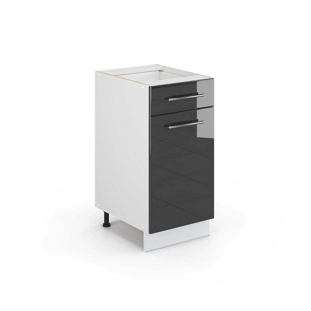 Mobiletto base per cucina Fame-Line Antracite lucido/Bianco 40 cm senza piano di lavoro Vicco