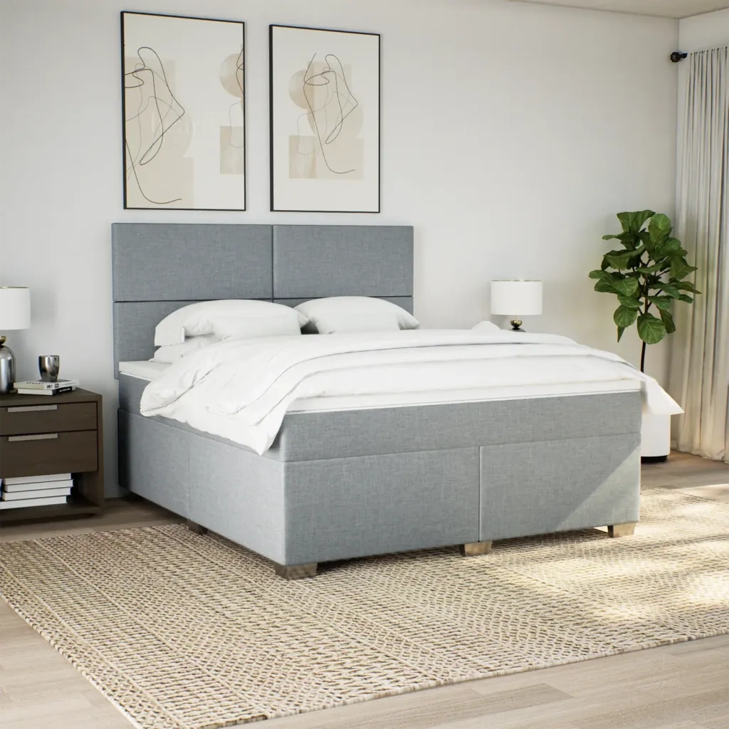 Giroletto a Molle con Materasso Grigio Chiaro180x200 cm Tessuto
