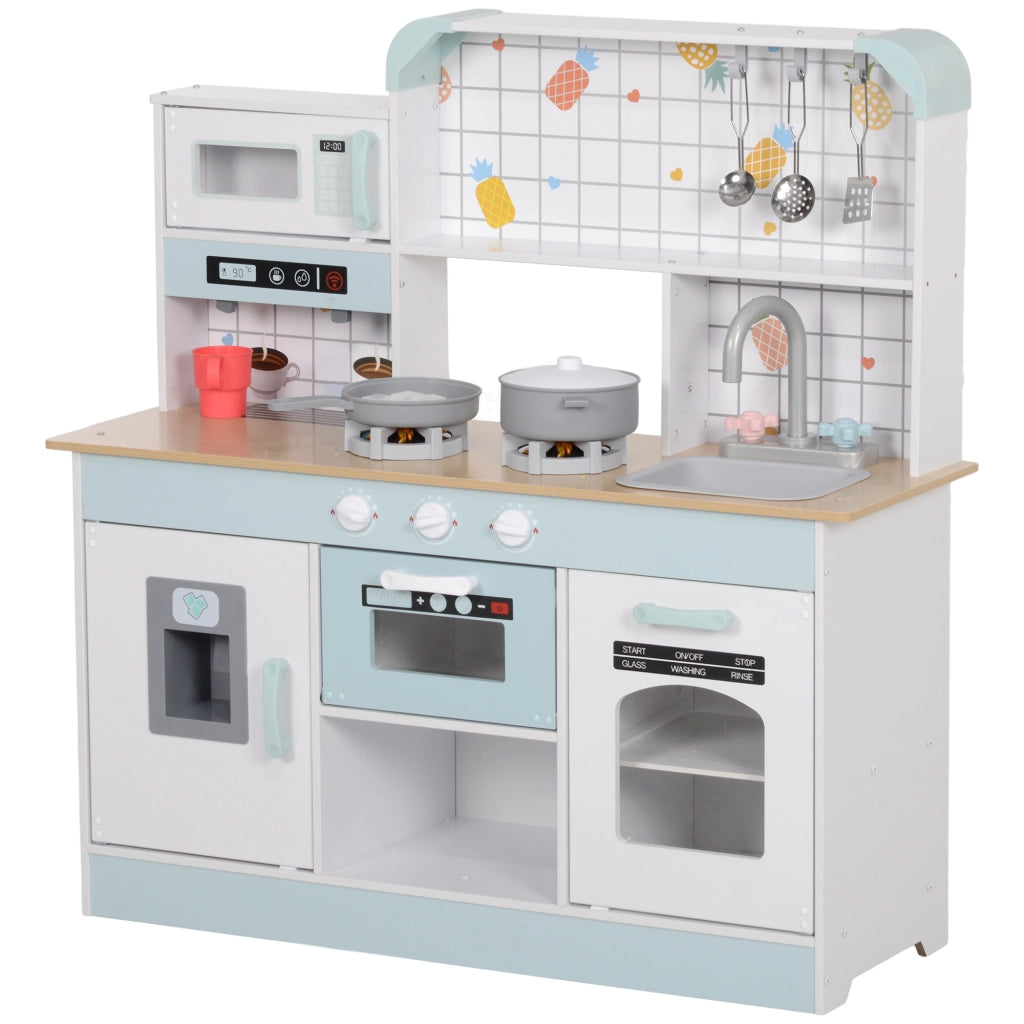 Cucina Giocattolo in Legno per Bambini 3+ Anni con Fornello e Macchina Caff¨¨, Bianco ¨C zephmum