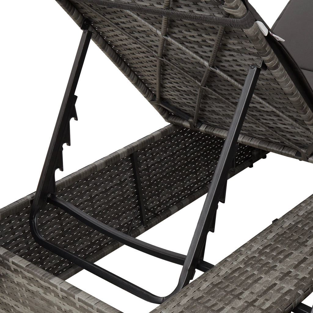 Lettino doppio  con tetto e tende in polyrattan grigio