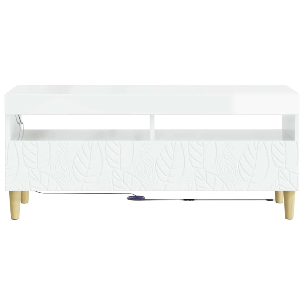 Mobile TV LED Bianco Lucido Legno ingegnerizzato 897209