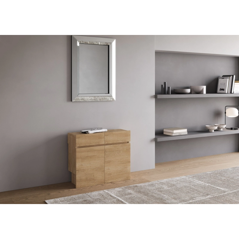 Consolle allungabile 90x42/302 Evolve con Panca inferiore e superiore 72x26/300 - Quercia Natura