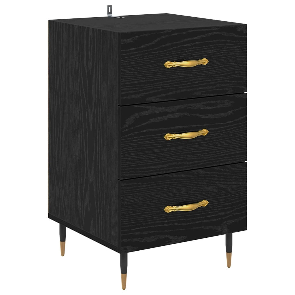 Armadio da Notte Rovere Nero 40 x 40 x 66 cm Legno multistrato