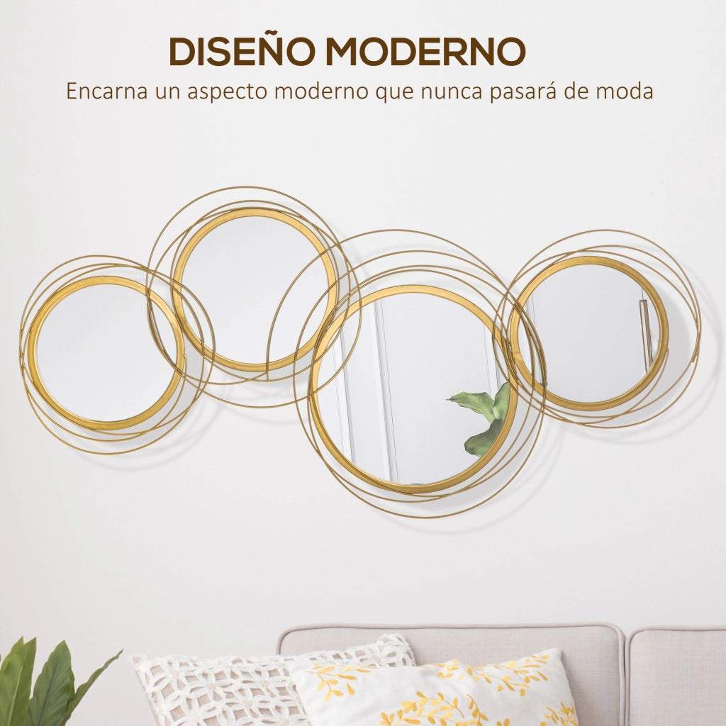 Specchio Parete Moderno Decorazione Metallo 3D ¨C zephmum ¨C Dorato 107x56cm