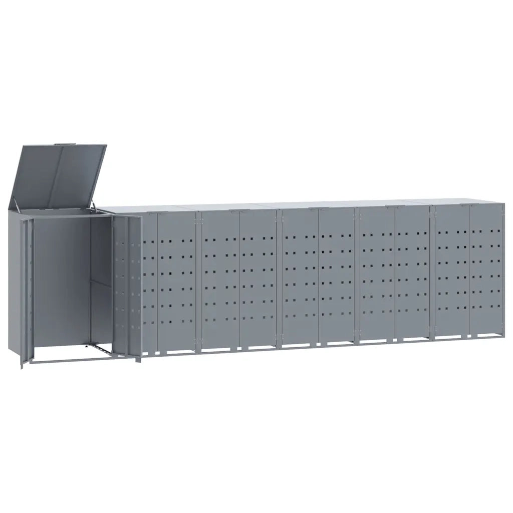 Copribidone con Ruote per 6 Bidoni Grigio 414x79x117cm Acciaio 3279991