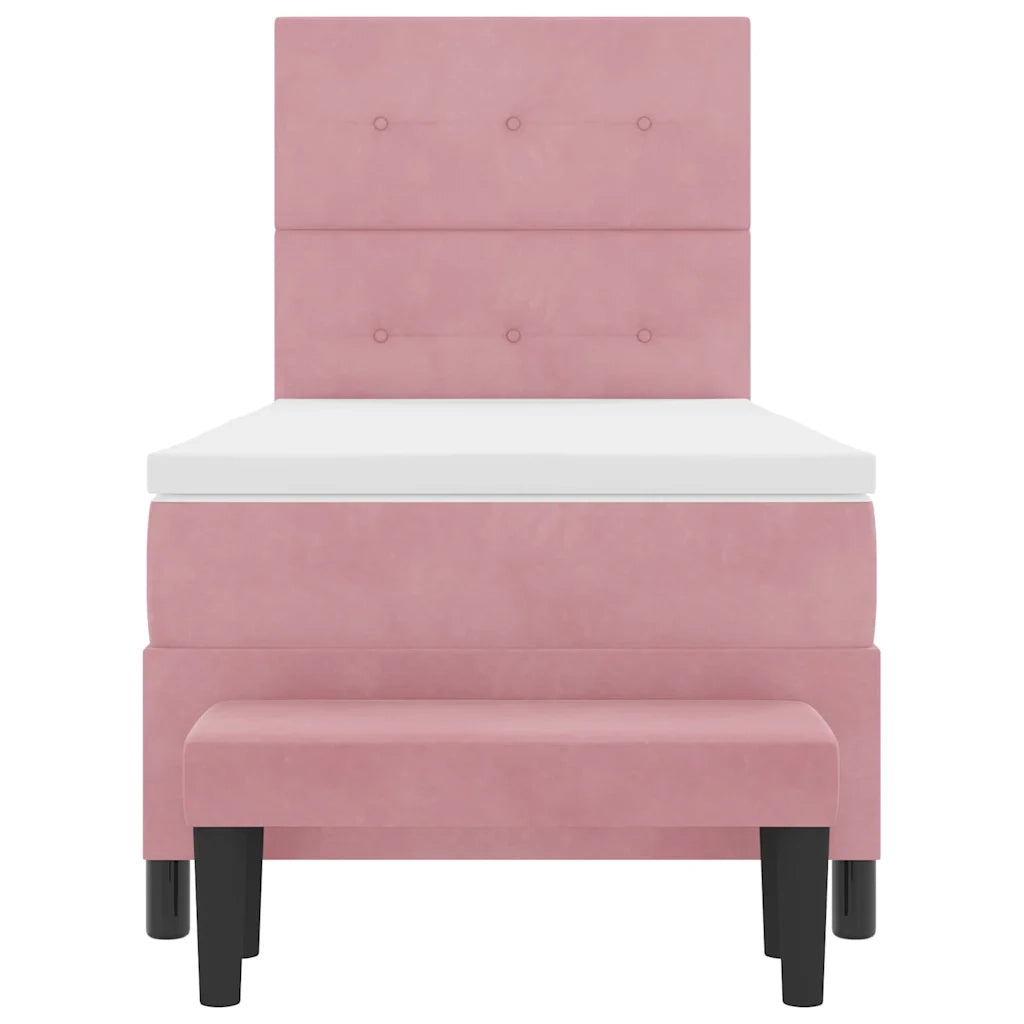 Letto a molle con testiera Rosa 200 x 100 cm Velluto 3344497