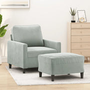 Poltrona con Poggiapiedi Grigio Chiaro 60 cm in Velluto 3201045