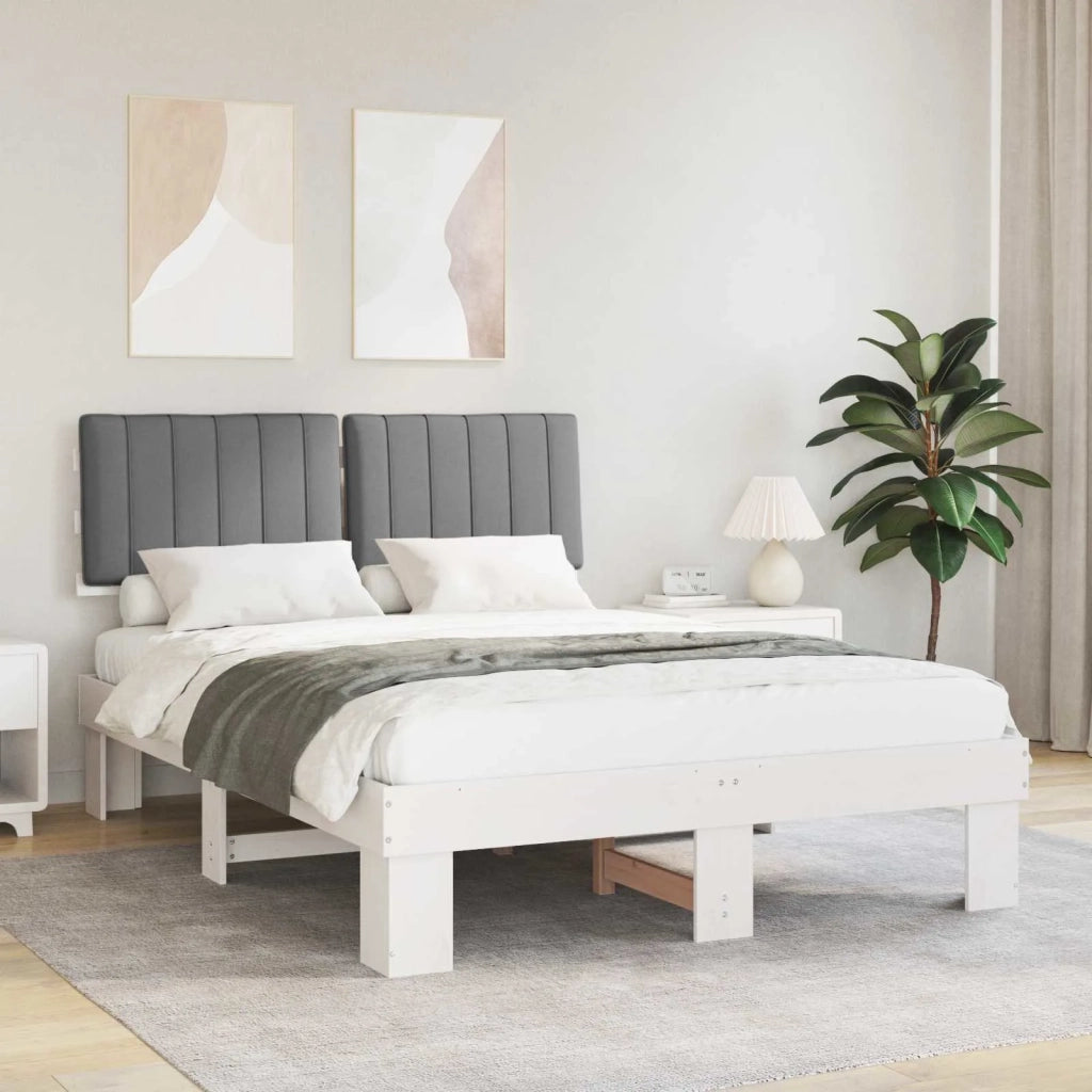 Letto con Testiera Rivestita Grigio chiaro 140 x 190 cm 877498