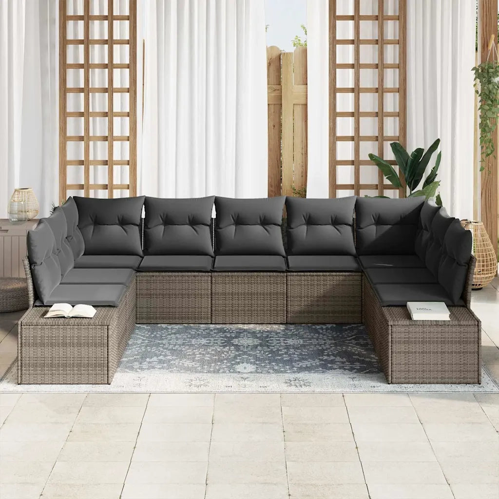 Set Divano da Giardino con cuscino 9 pcs Grigio polyrattan 3347219