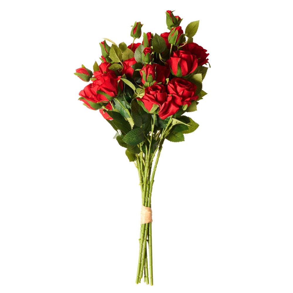 Bouquet di fiori artificiali Rose rosse Composizione decorativa artificiale 65 cm Decorazione da tavolo fatta a mano Soggiorno Sala da pranzo