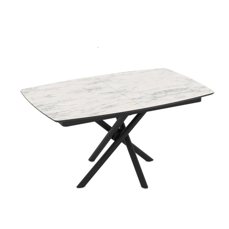 Tavolo allungabile Katrin con piano colore marmo bianco e strutta nera