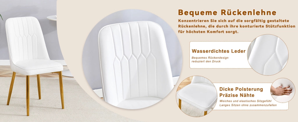 Sedie da Pranzo in Ecopelle Bianca ¨C MINIMAL ¨C Set 2 Pezzi, Gambe in Metallo, Design Moderno
