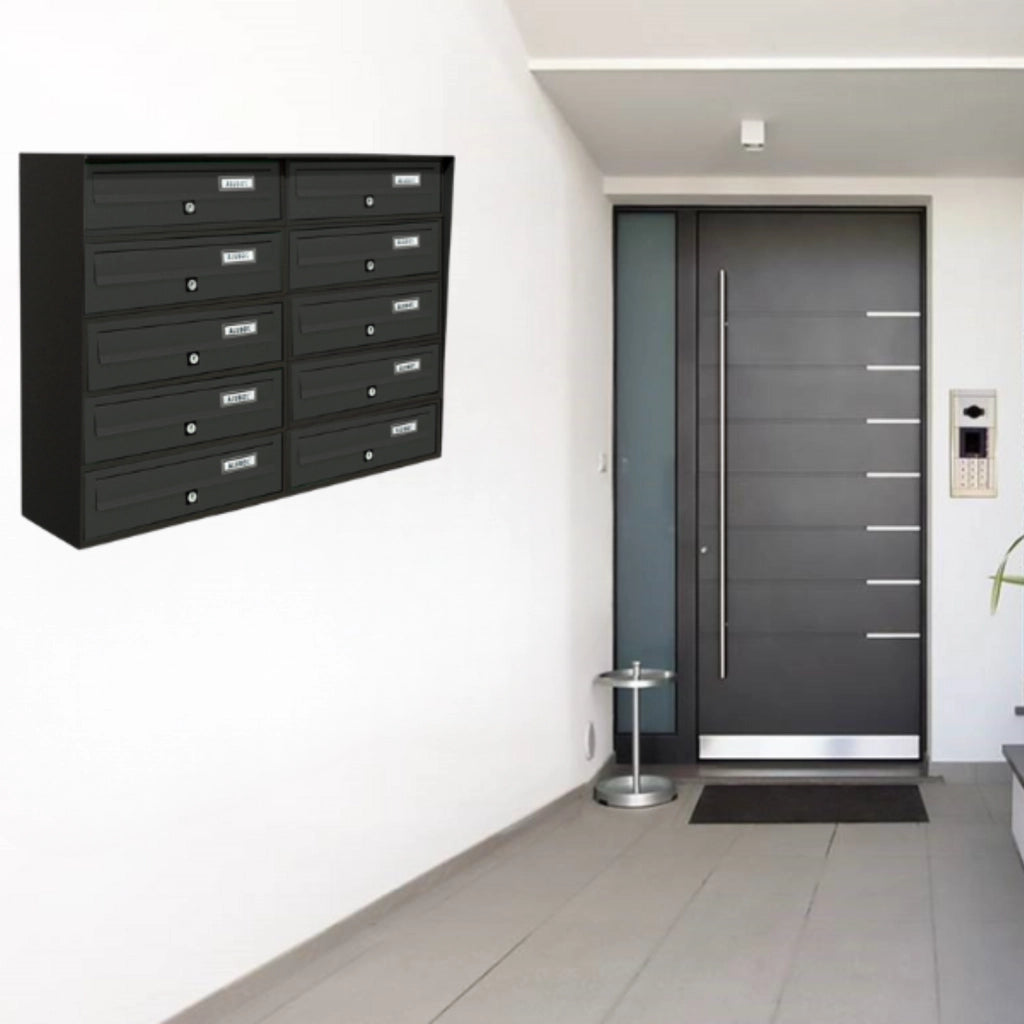 ALUBOX SLIM Cassette Postali Condominiali 10 Posti 63X77,5X30 Cm In Lamiera Zincata E Alluminio Cassetta Postale Da Esterno Condominiale Con Sistema Anti Prelievo