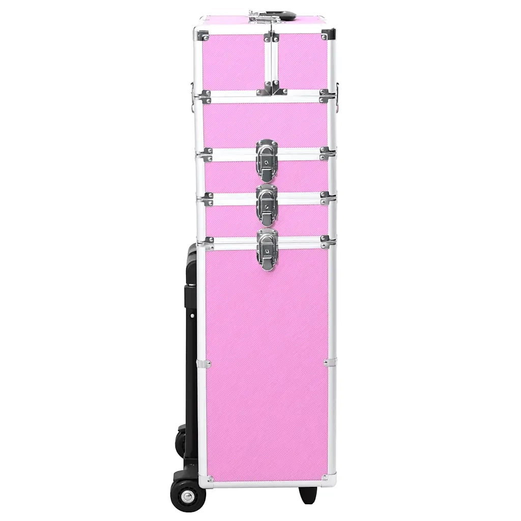 Valigia Trolley per Cosmetici Alluminio Rosa CFW1242455