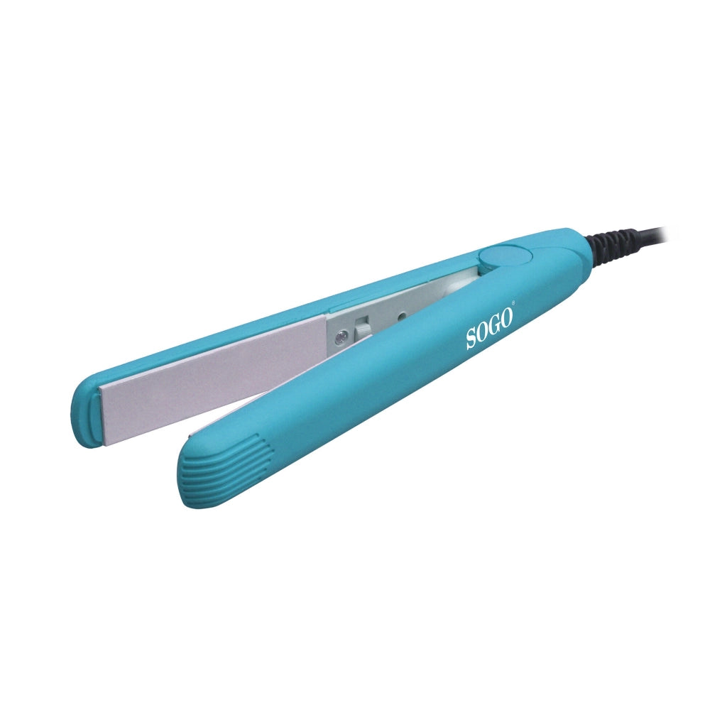 Piastra capelli mini da viaggio, placche ceramica bianche, temperatura 150°C, cavo 1,65m 25W - SOGO