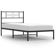 Letto singolo | Letto per adulti | Giroletto con Testiera in Metallo Nero 100x190 cm