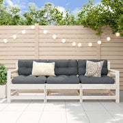 Salotto da Giardino-Set Salotto da Giardino 3 pz Bianco in Legno Massello di Pino 609051