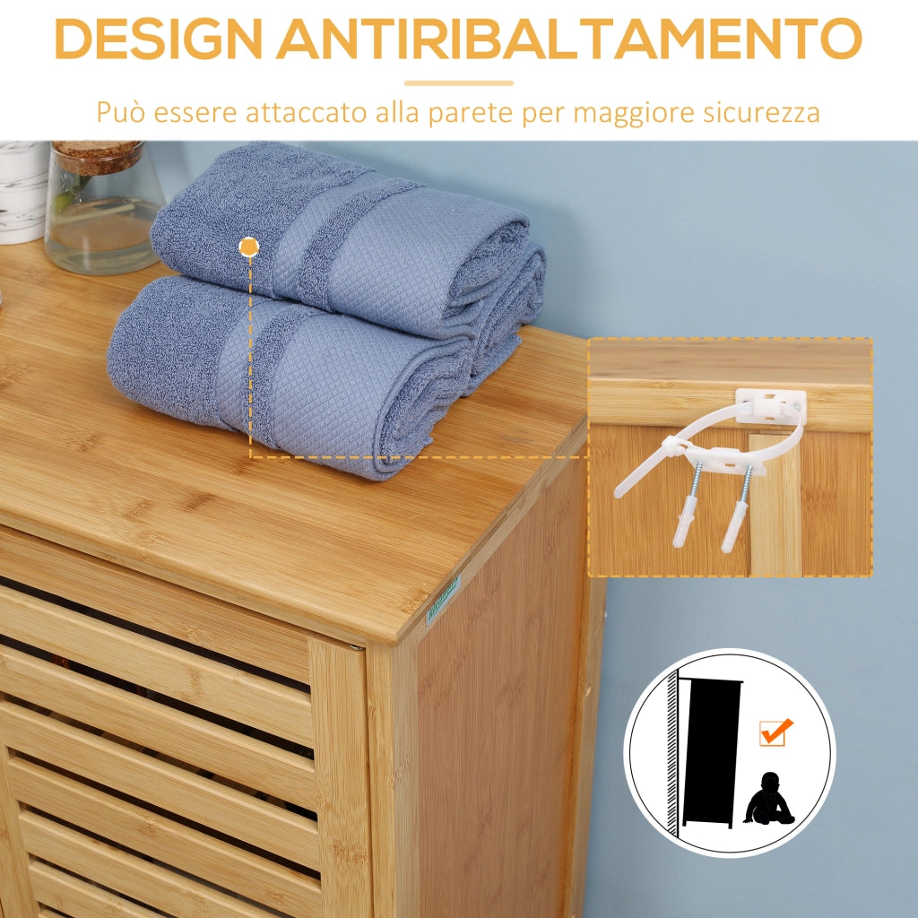 Mobile Bagno con Ante e Ripiani in Bamb¨´ ¨C Zephmum ¨C Legno 68x32x86 cm