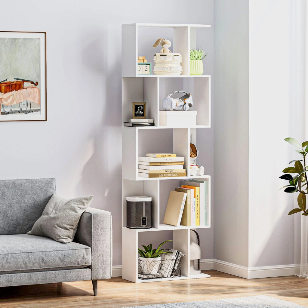 Libreria Scaffale 5 Livelli Scomparti Aperti ¨C Zephmum ¨C Bianco 60x24x184,5 cm