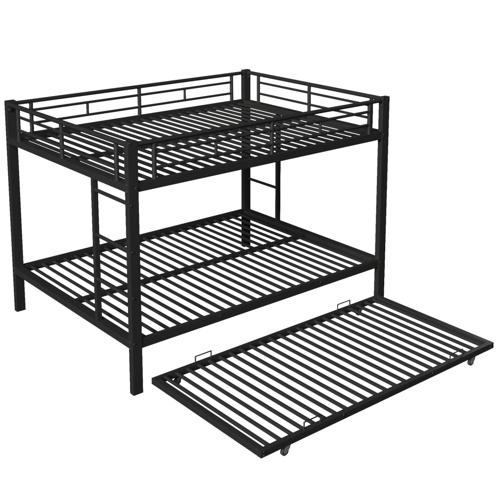 Letto a castello 140x200 cm con letto estraibile in metallo nero