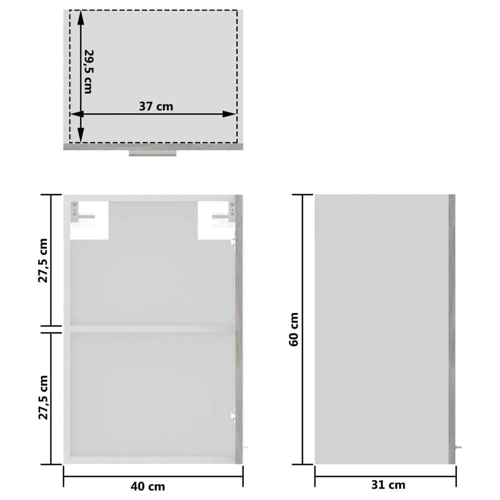 Lyon Wall-mounted Glass Cabinet, Concrete Grey, 40x31x60 Cm, Wood-based Material