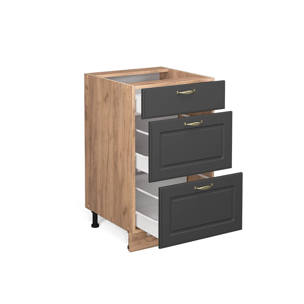 Mobiletto base per cucina Fame-Line Antracite-oro/Rovere dorato 50 cm senza piano di lavoro Vicco