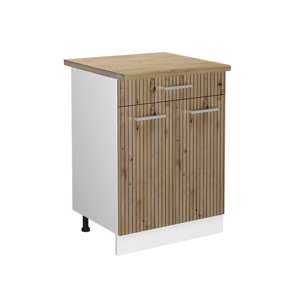 Vicco Mobiletto base per cucina Rovere artigianale 60 cm con cassetto, PL Rovere