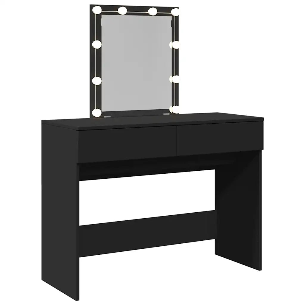 Toeletta | Tavolo da Trucco con LED Nero 100x40x130 cm