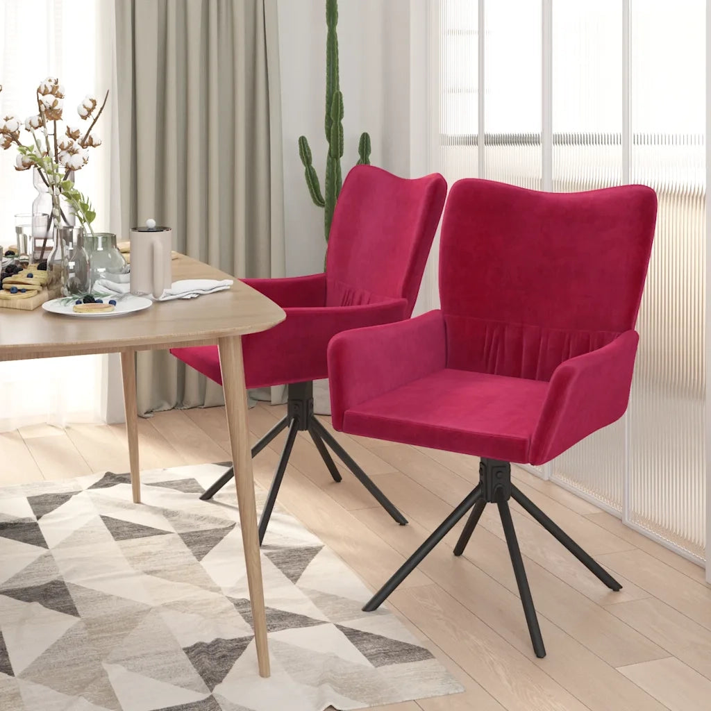 Sedie da Pranzo Girevoli 2 pz Rosso Vino in Velluto cod mxl 5541
