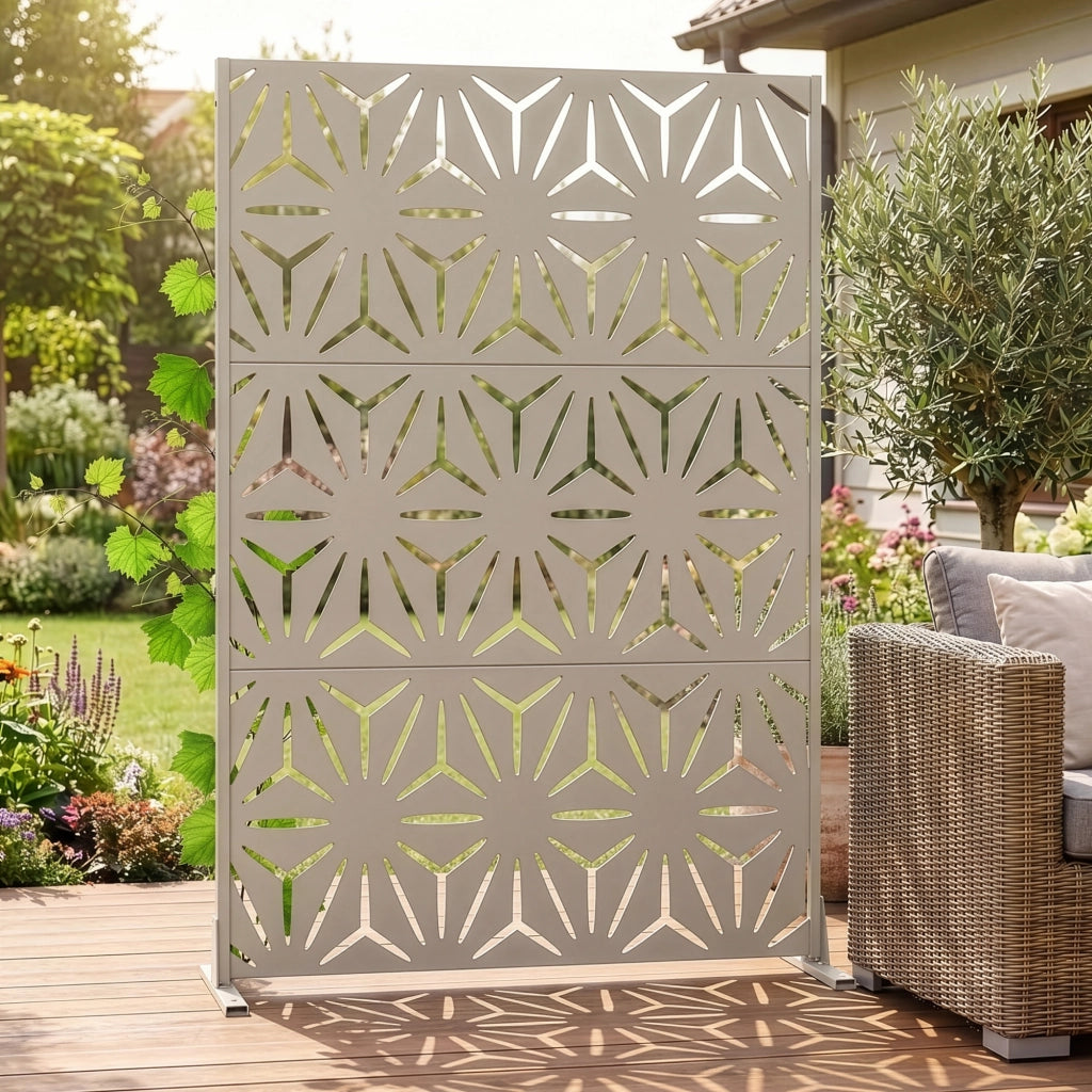 Pannello Divisorio Kilsturd in Acciaio Zincato con Motivo Decorativo 180x120 cm - Beige Aglio casa.pro