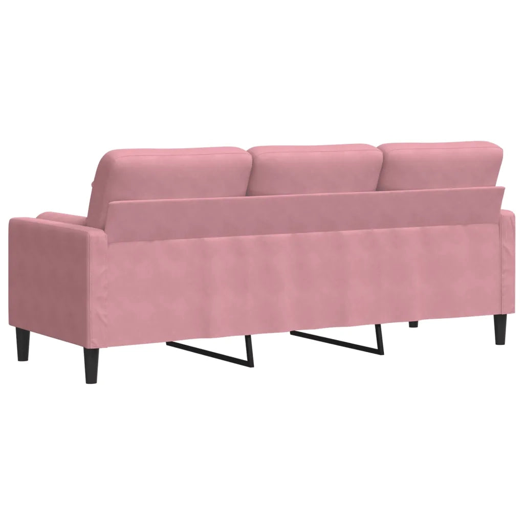vidaXL Divano a 3 Posti con Cuscini Rosa 180 cm in Velluto