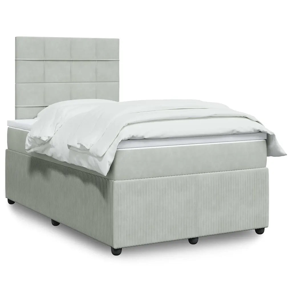 Giroletto a Molle con Materasso Grigio Chiaro 120x190cm Velluto