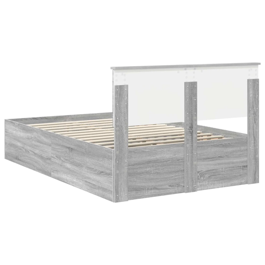 Struttura del letto con testiera Grigio Sonoma 135 x 190 cm