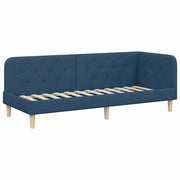 Letto singolo | Letto per adulti | Cornice del letto ad angolo Blu 80 x 200 cm Tessuto