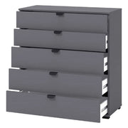 Mainarda, Cassettiera 5 Cassetti, 90x40x95h cm Nero Antracite