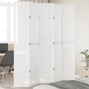 vidaXL Divisorio Ambienti 5Pannelli Bianco Legno Massello di Paulownia