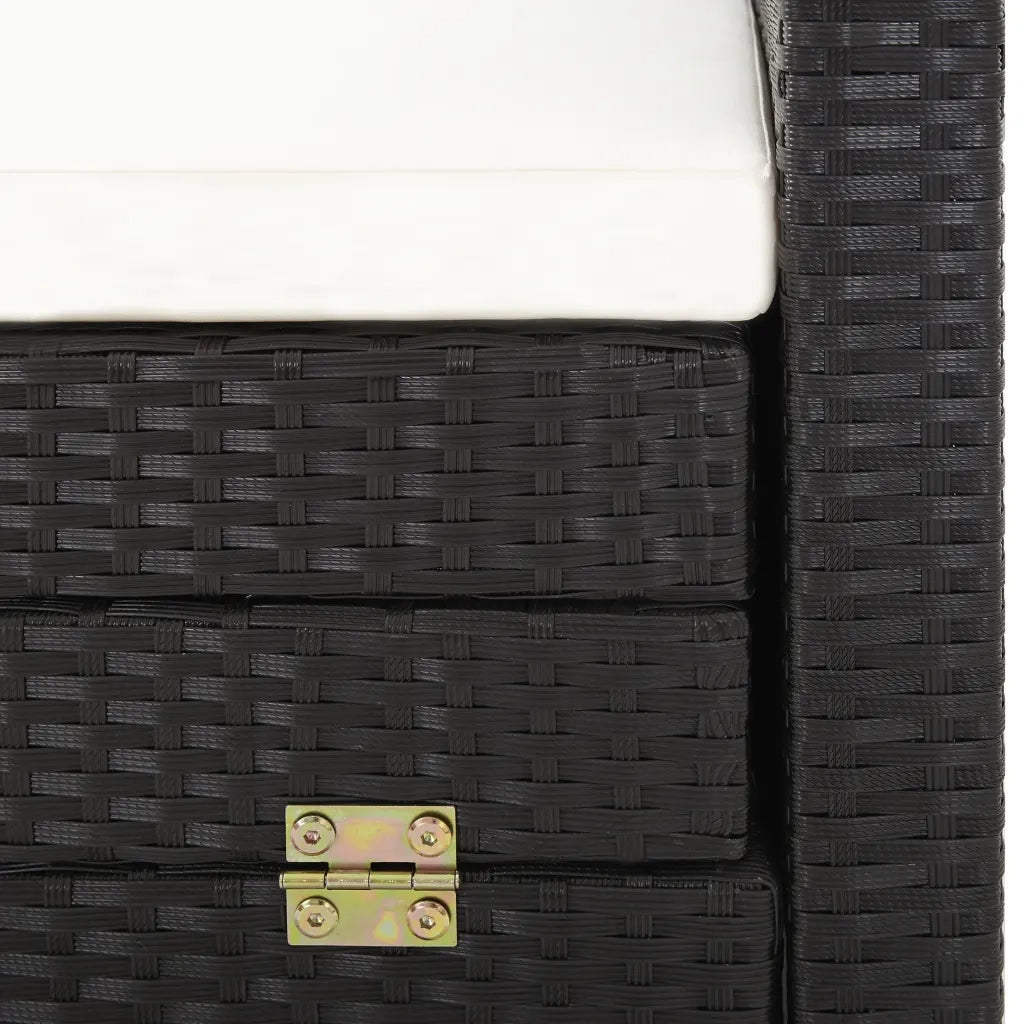 Divano Letto a 3 Posti Estendibile con Tetto Polyrattan Nero cod mxl 61538