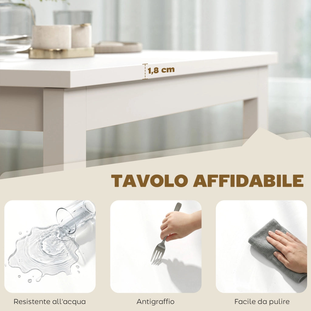 Tavolo da Pranzo Allungabile Rettangolare Salvaspazio, 80-120cm, Bianco