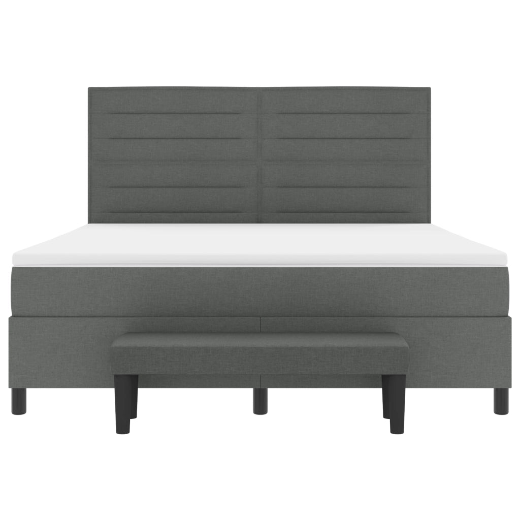 Letto Box Spring e Materasso & Panca Grigio Scuro 180x200 cm Tessuto