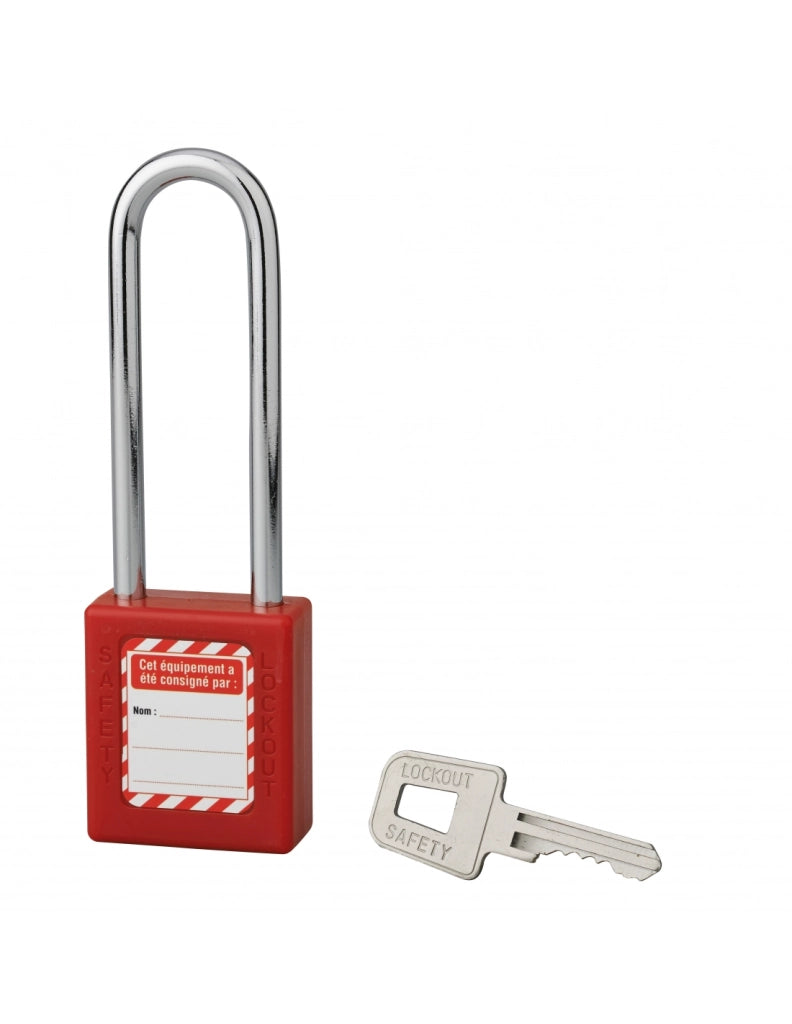 Lucchetto con arco in acciaio Ø 6 x 76 mm, rosso – THIRARD