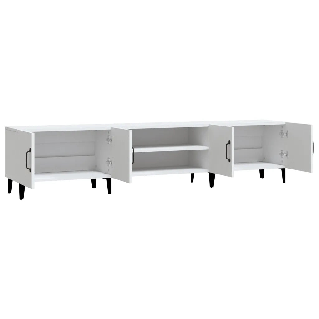 Mobile TV Bianco 180x31,5x40 cm in Legno Massello di Argilla 816264