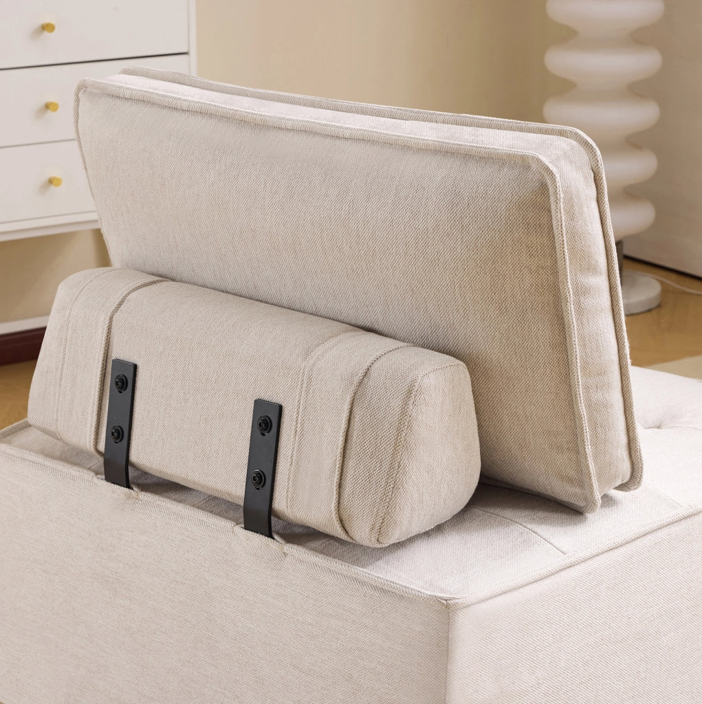 Divano modulare 80.0x36.0x32.0 cm componibile e compatto in compensato beige