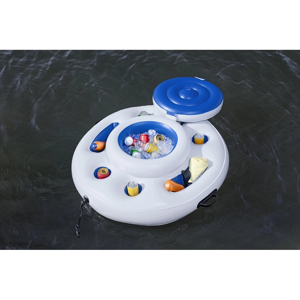 Trade Shop - Borsa Termica Frigo Galleggiante Gonfiabile 90cm Portabicchieri Maniglie Fibbie Aggancio 43949 -