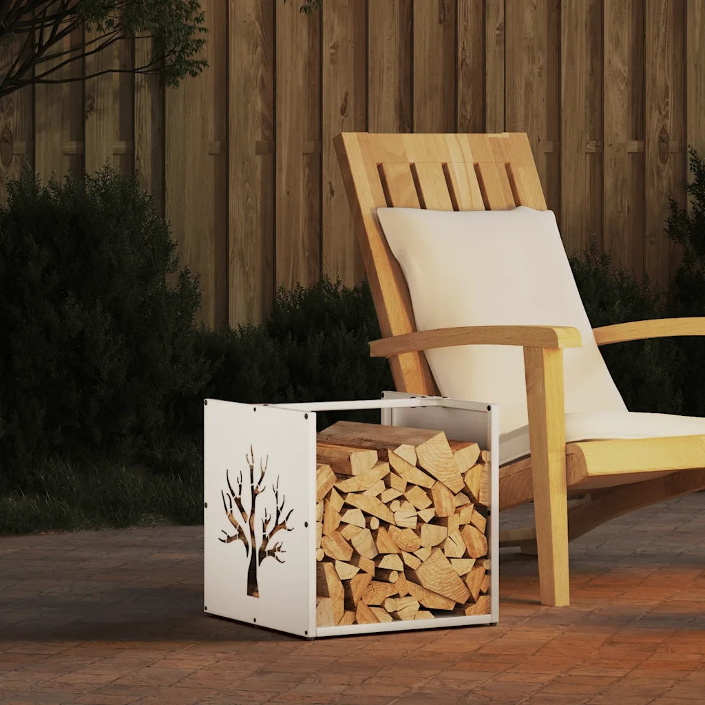 Rastrelliera per Legna da Ardere Bianca 40x40x40 cm CFW9612657