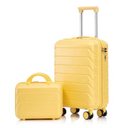 Set composto da due valigie girevoli in ABS da 14"/19" con lucchetto a combinazione e pochette cosmetica da 14" (gialla)