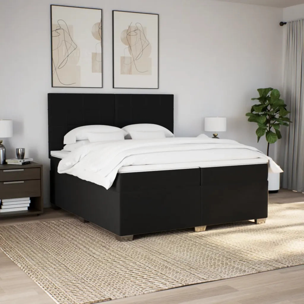 Giroletto a Molle con Materasso Nero 200x200 cm in Tessuto 3290597