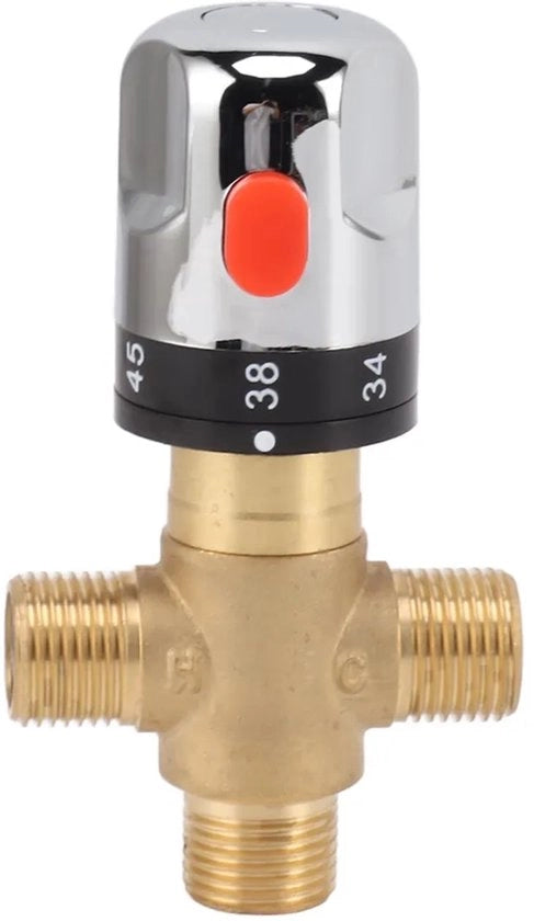 Regolatore di temperatura a tre vie in rame massello G1/2 - regolazione della temperatura dell'acqua - per uso in bagno - vasca da bagno