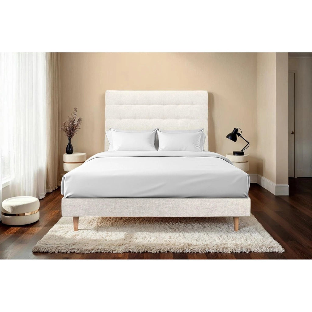 Letto 135x190 cm con testata imbottita - Tessuto Tela opaca