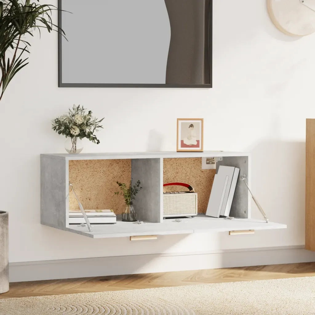 Mobile Pensile Grigio Cemento 100x36,5x35 cm Legno Multistrato 812946